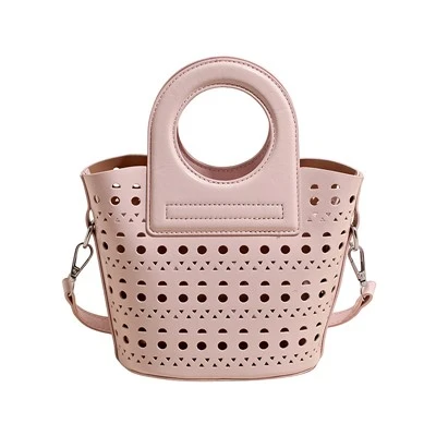 PU Bucket Bag Hollow Design