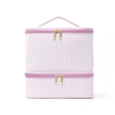 Seersucker Double Layer Cosmetic Bag