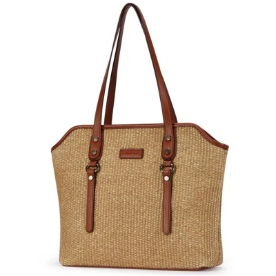 Vegan Leather Straw Tote Bag