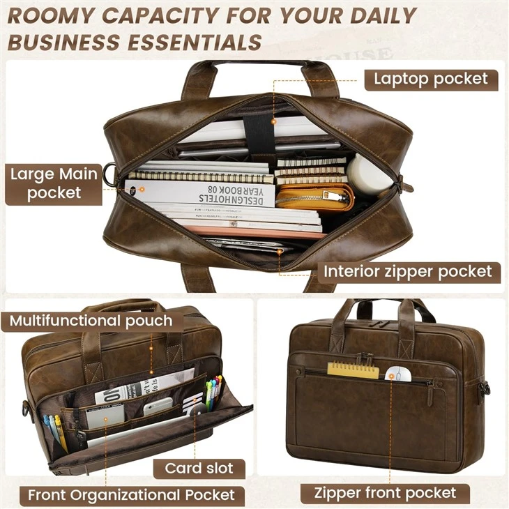Vintage Leather Laptop Briefcase Bag For Men factory